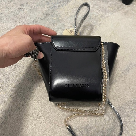 NWT Melie Bianco Adele Crossbody Bag With Golen Chainlink Strap In Black - Picture 8 of 11